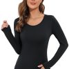 Women's Long Sleeve T-Shirt Scoop Neck Rayon Slim Fit Stretchy Layer T Shirts Tops
