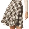 Women's Easter Plaids Vintage Tartan Elastic Waist Knee Length A-Line Skirt