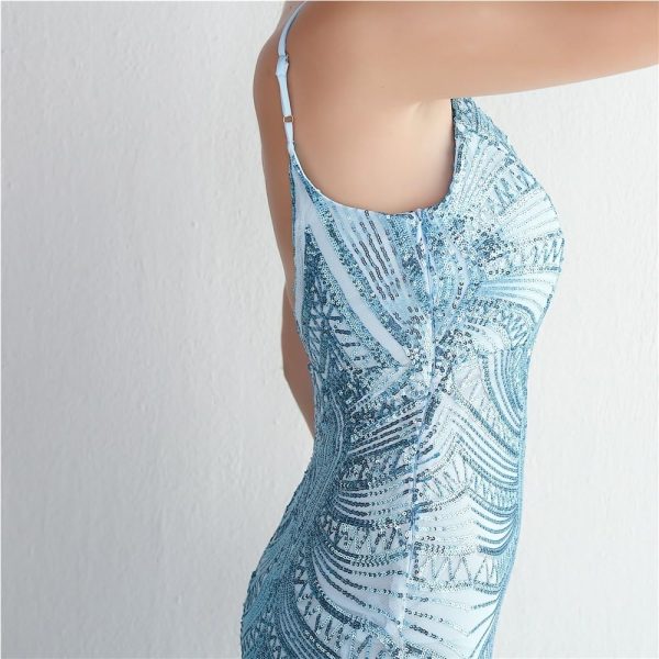 Ladies Mermaid Evening Gowns Sexy Spaghetti Strap V Neck Backless Maxi Skirt Women Elegant Party Dinner Dresses