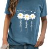 Women Crewneck Daisy Print Short Sleeve T-Shirts Summer Faith-Hope-Love Raglan Sleeve Tees Loose Fit Graphic Tops 2024