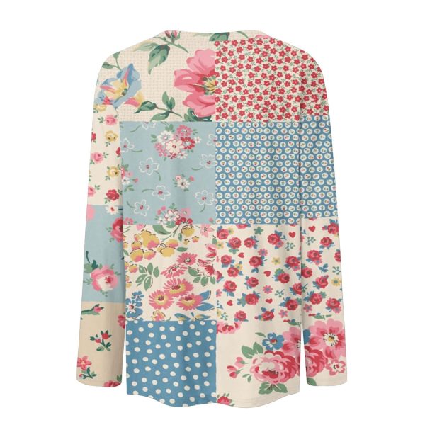 Women's Lightweight Round Neck Tops Floral Print Fall Outfits Dressy Casual Long Sleeve Graphic Tees Shirts