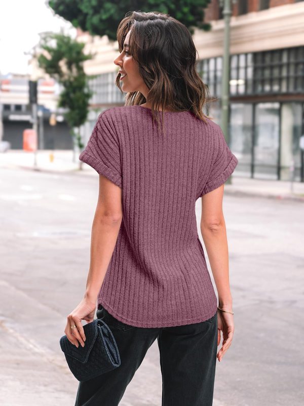 Women Shirts Summer Sweaters Regular Fit Short Sleeve Tunic Tops 2025 Dressy Casual Business Blouses