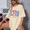 Women America 1776 T Shirt 4th of July Oversized Shirts Patriotic USA Flag Casual Short Sleeve Tee Tops