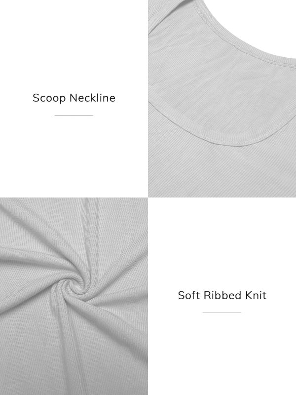 Womens Tops Ribbed Scoop Neck Knit Slim Fitted Casual Basic Tee Shirts for Women Fashion Trendy 2025