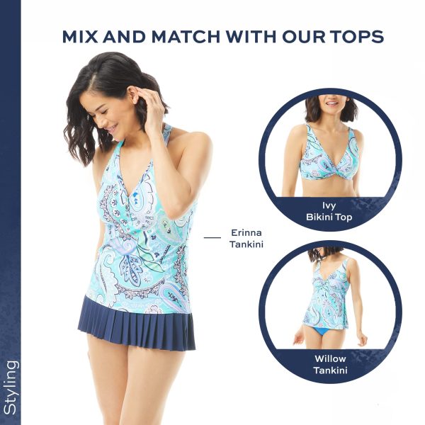 Sophie Pleated Skirted Swim Bottom — Sporty Skirt with Attached Bikini