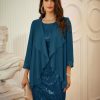 Women's Sequin Dress - Wedding Guest & Mother of The Bride Formal Dress - Two Piece Knee Length