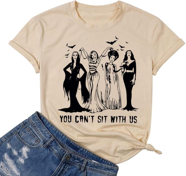 Halloween Ghoul Gang T-Shirt Women Vintage Goth Queen Graphic Tee Horror Movies Tshirt Short Sleeve Fall Tops