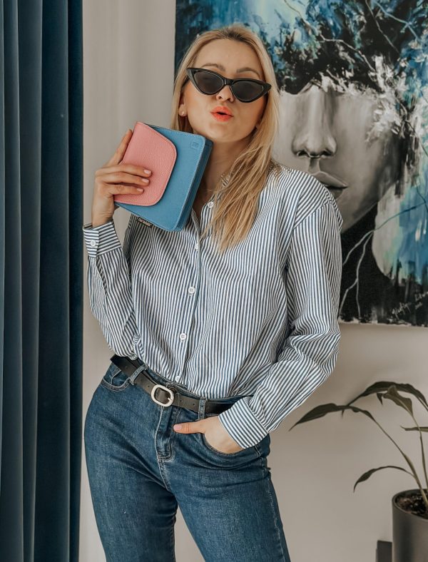 Striped Button Down Shirts for Women Casual Loose Long Sleeve Shirts Business Work Tunic Top