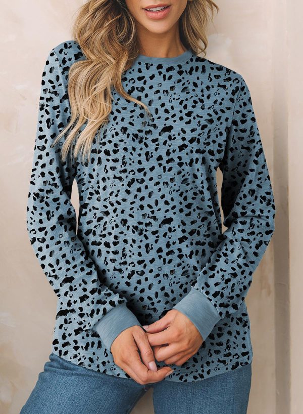 Womens Crewneck Long Sleeve Tops Casual Polka Dots Tops Summer Fall 2025 Tshirts Shirts