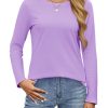 Women's Cotton Long Sleeve Shirts Crewneck Cotton Basic T-Shirt Solid Color Soft Comfy Casual Tops Tees for Women
