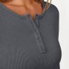 Womens Long Sleeve Shirts 2025 Henley Casual Fall Outfits Fitted Cotton Tops Ribbed Fashion Cute Basic Tees