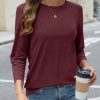 Womens Tops 3/4 Length Long Sleeve Shirts Fall Clothes Business Casual Dressy Blouse Loose Fit Basic Tee Trendy
