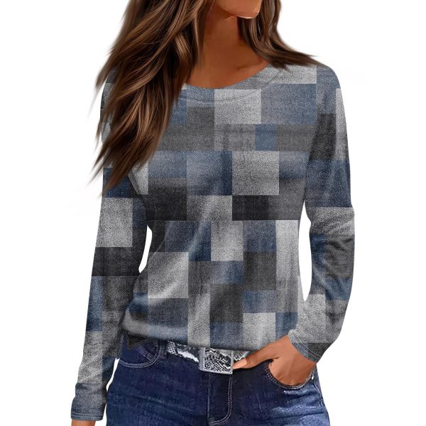 Long Sleeve Shirts for Women 2025 Crew Neck Casual Womens Fall Tops Loose Fit Tunic Tops