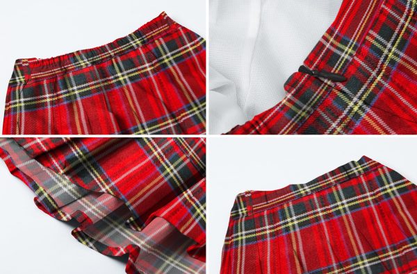 Women's Girls A-Line Long Pleated High Waist Fashion Skirt, School Uniform Cosplay