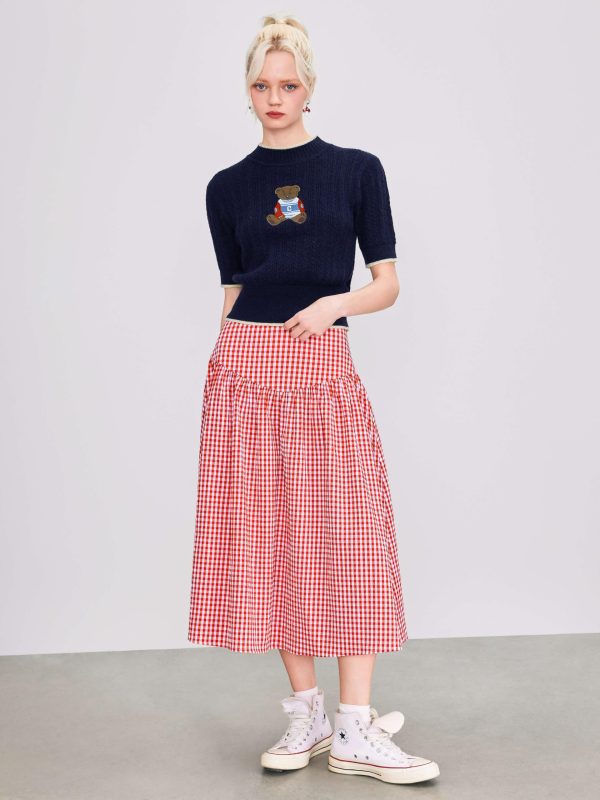 Gingham Long Skirts for Women Maxi Plaid Skirt A Line High Waist Summer Skirts Casual Trendy 2025