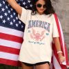 Women 4th of July 1776 Graphic Oversized T-Shirts Shirt Short Sleeve Patriotic Casual Tee Tops