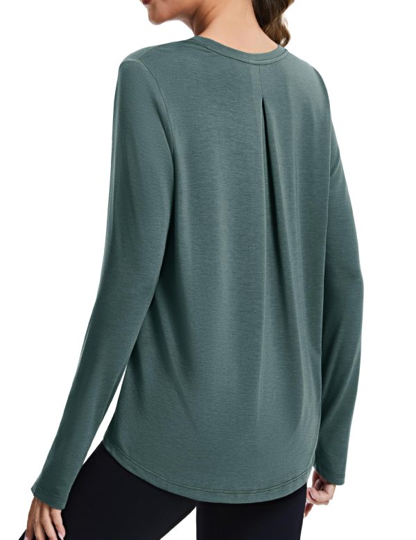 Women's Long Sleeve Workout Shirts Moisture-Wicking Loose Fit Athletic Running Yoga Tops with Thumb Hole