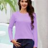 Women's Cotton Long Sleeve Shirts Crewneck Cotton Basic T-Shirt Solid Color Soft Comfy Casual Tops Tees for Women