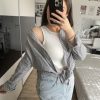 Striped Button Down Shirts for Women Casual Loose Long Sleeve Shirts Business Work Tunic Top