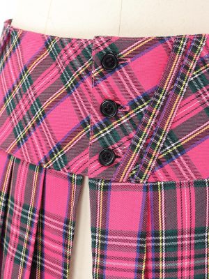 Mini Plaid Pleated Skirt Women's US Size Low Waist Slit Schoolgirl Uniform