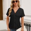 Womens Summer Tops Short Sleeve Button Down Shirts Casual V Neck T Shirts Trendy Tunic Tops
