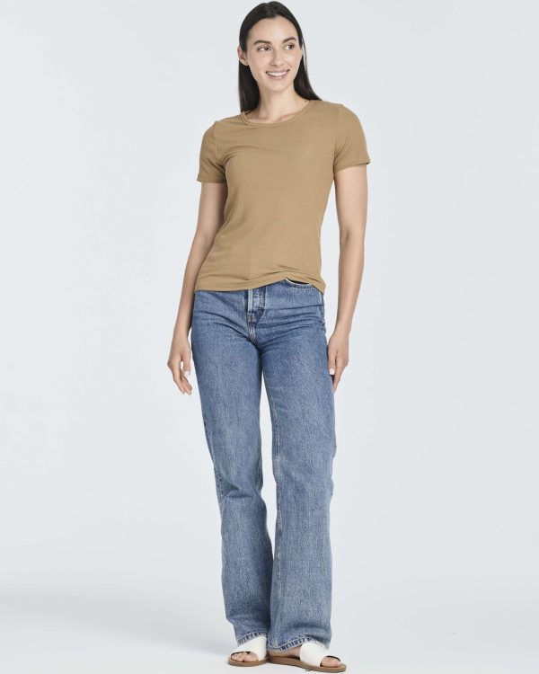 4 Pack: Women's Ribbed Knit Short Sleeve Crew Neck T-Shirt (Available in Plus)