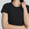 4 Pack: Women's Ribbed Knit Short Sleeve Crew Neck T-Shirt (Available in Plus)