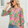 3/4 Length Sleeve Womens Tops Summer 2025 Fashion Trendy Boat Crew Neck Smocked Work Dressy Casual T Shirt Blouses