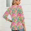 3/4 Length Sleeve Womens Tops Summer 2025 Fashion Trendy Boat Crew Neck Smocked Work Dressy Casual T Shirt Blouses