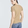 4 Pack: Women's Ribbed Knit Short Sleeve Crew Neck T-Shirt (Available in Plus)