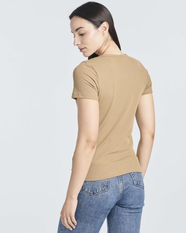 4 Pack: Women's Ribbed Knit Short Sleeve Crew Neck T-Shirt (Available in Plus)