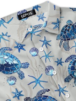 Casual Hawaiian Shirt for Summer, Ocean Animal Short Sleeve Button Down, Tropical Gifts for Summer and Birthdays