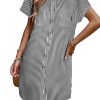Women's Summer Dress 2025 Cotton Button Down Short Sleeve Tshirt Dresses Casual Flowy V Neck Loose Mini Beach Dress