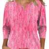3/4 Length Sleeve Womens Tops Keyhole Crewneck Shirts Business Dressy Casual Tunic Blouses Summer Basic Tees
