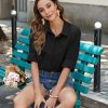 Womens Button Down Shirts Long Sleeve Cotton Gauze Tops Casual Collared Blouses Loose Fit