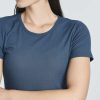4 Pack: Women's Ribbed Knit Short Sleeve Crew Neck T-Shirt (Available in Plus)